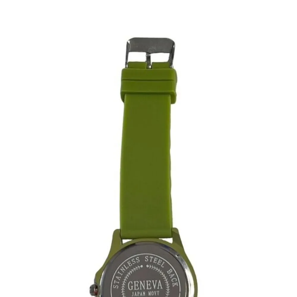 GENEVA 5573 Women's Watch Green Silicone Band Arabic Numerals Round‎ Face 9 in